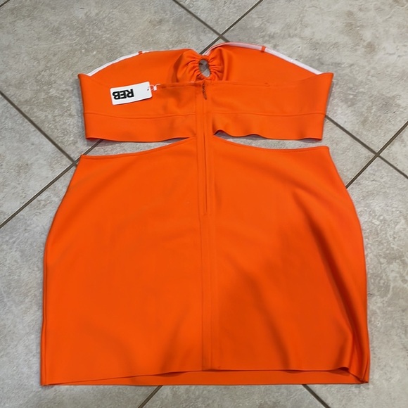 NWT! Rebdolls Orange Double Take Ringed Cut Out Bandage Mini Dress 4X - Picture 9 of 10